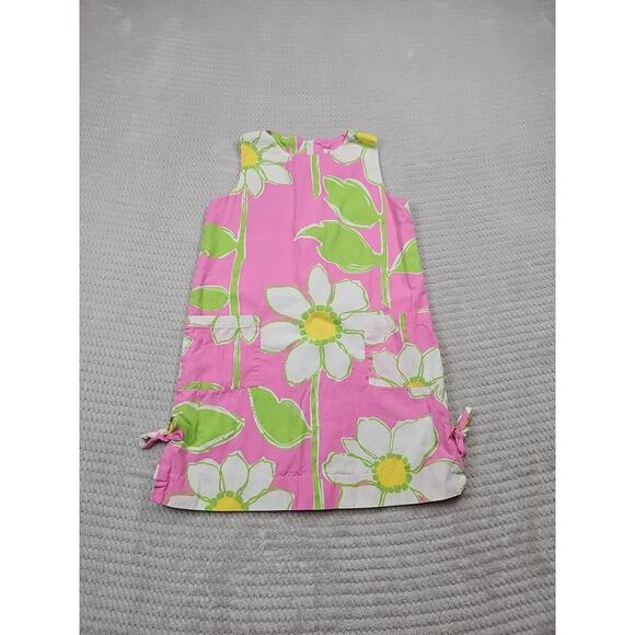 Lilly Pulitzer Dress Girls 7 Pink Floral Print Preppy Sleeveless Pockets - Picture 1 of 6